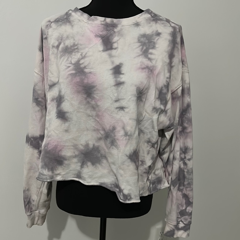 Colsie Gray and White Crop Hoodie Relaxed Fit